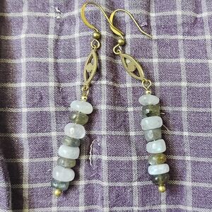Labradorite + Moonstone Evil Eye Earrings